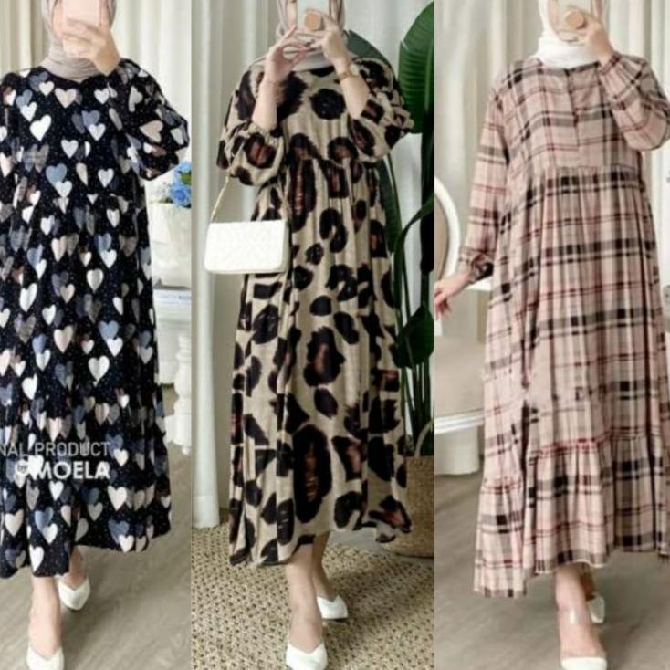 Stok Terbatas MOA MIDI DRESS RAYON MOTIF LEOPARD MACAN LONG TUNIK VIRAL KEKINIAN BAJU REMAJA DAILY O