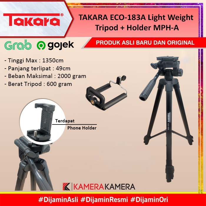 Tripod Tripod Takara ECO-183a for Camera DSLR Mirrorless + bag + HolderU MPHA(J3M7) Tripod Standing 
