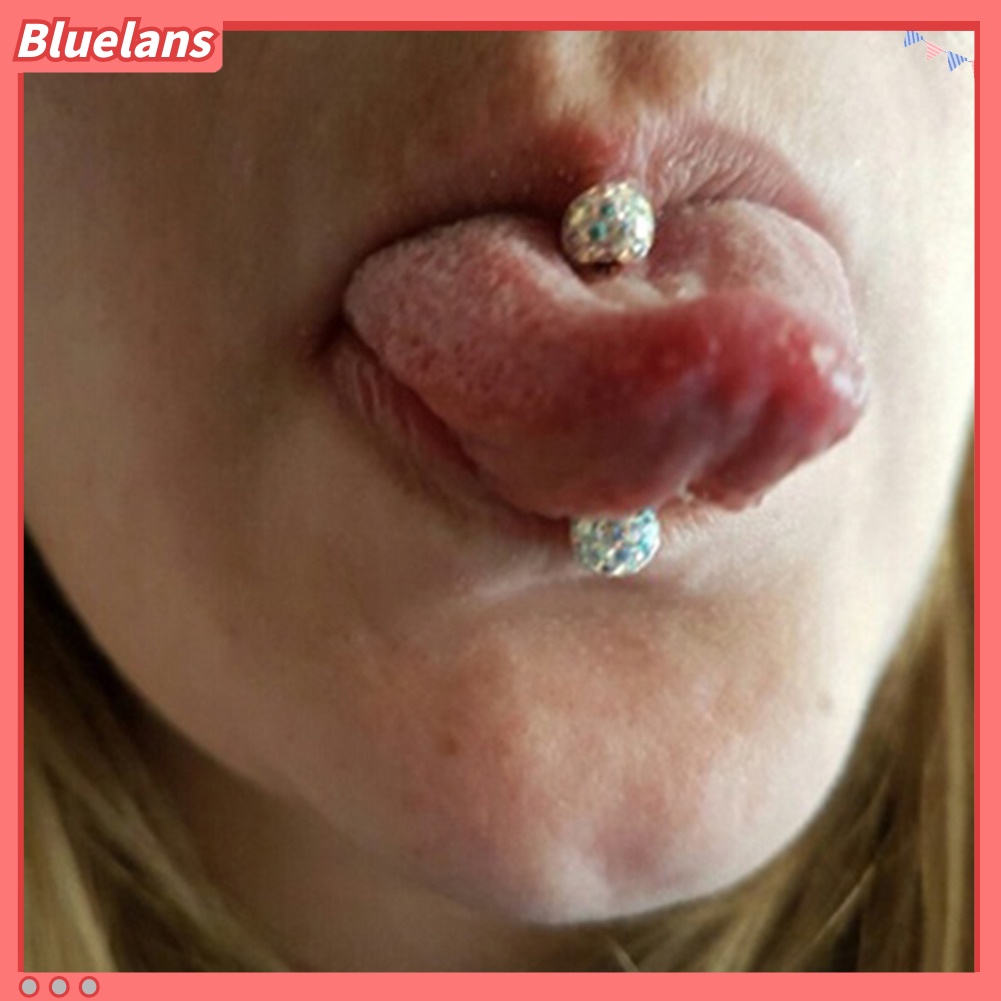 Bluelans Women Rhinestone Tongue Nose Nipple Ring Stud Earrings Body Piercing Jewelry