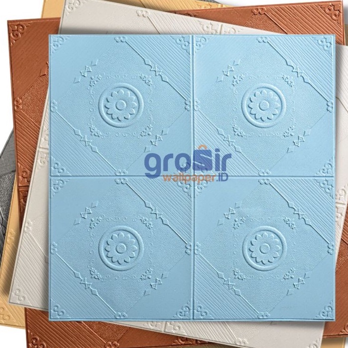 (COD) Wallsticker Wall stiker Foam Wallpaper Sticker Dinding 3D Emboss Dekorasi Rumah D-001 Motif Persegi High Premium Quality