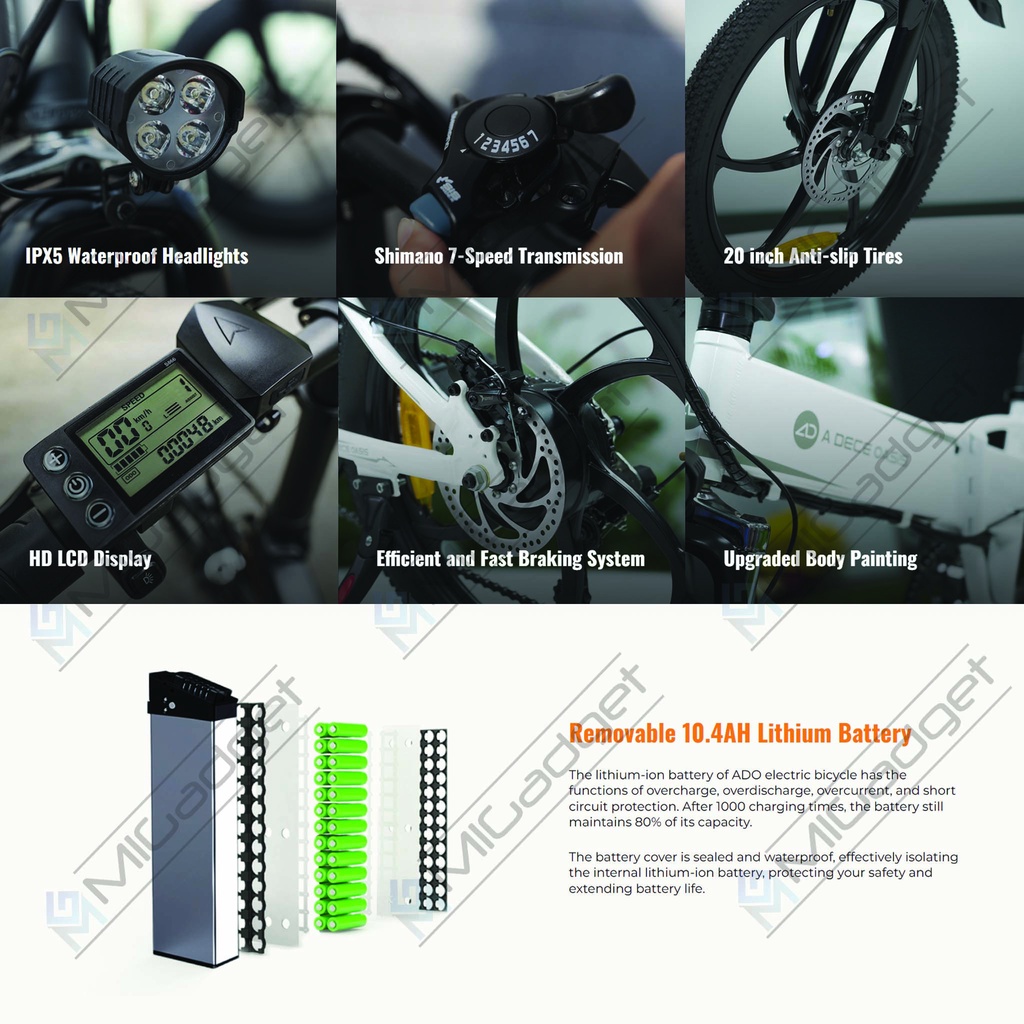 Sepeda Listrik Lipat E Bike ADO A20+ Hybrid Folding Electric Bike