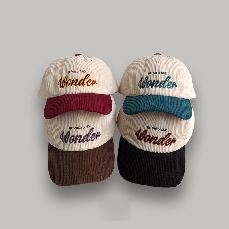 Topi Baseball Bahan Corduroy Motif Bordir Warna-Warni Gaya Korea Untuk Pria Dan Wanita