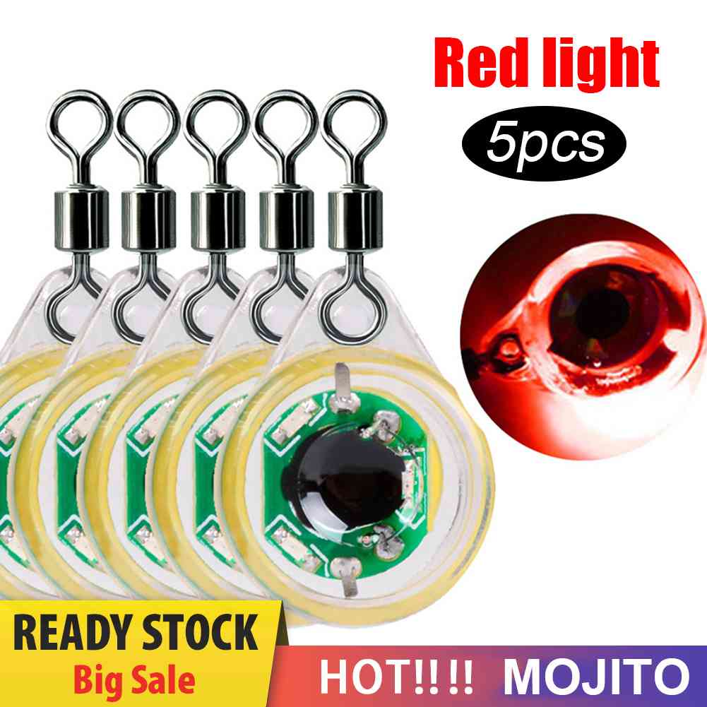 5pcs Umpan Pancing Lampu LED Bawah Air Bentuk Mata