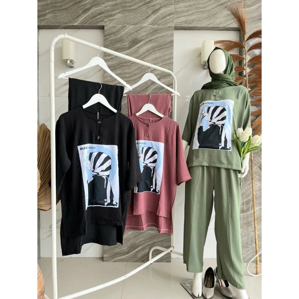 New Arrival  SETELAN CELANA KULOT BHN CRINKLE SUPER JUMBO