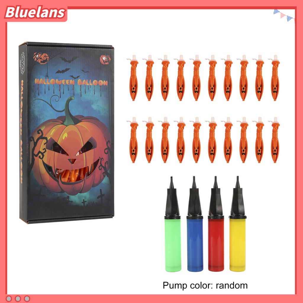 20pcs Ornamen Balon Elastis Bentuk Labu Halloween Dengan Lampu LED Untuk Rumah