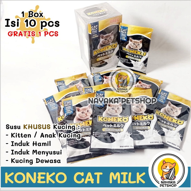 Koneko Cat Milk 1 Dus Box Isi 10 Sachet Susu Anak Kucing Kitten Indukan Hamil Menyusui Adult