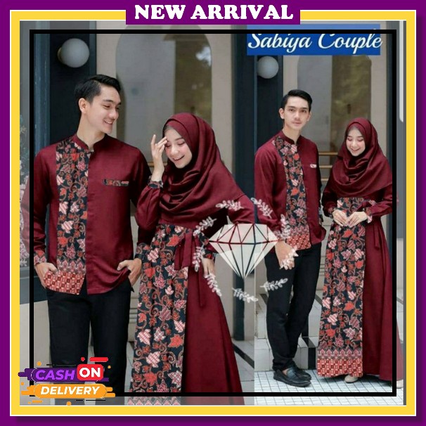 Baju Couple Muslim Ayesha Lengan Panjang Terlaris Emon Couple Pasangan Gamis Couple Pasangan Cp Sabi