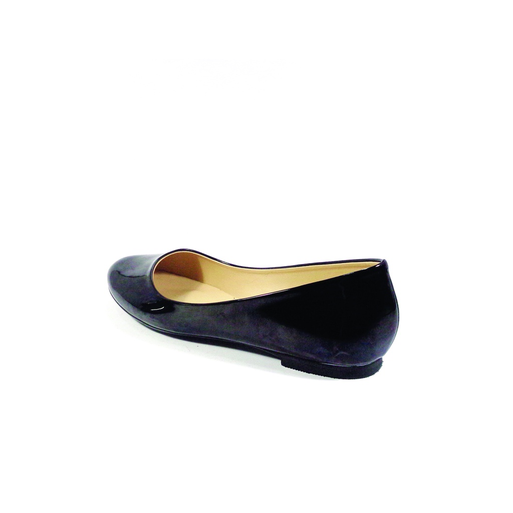 Workswell Sepatu Flat Wanita Basic Ujung Bulat Kode 138 Hitam Glosy