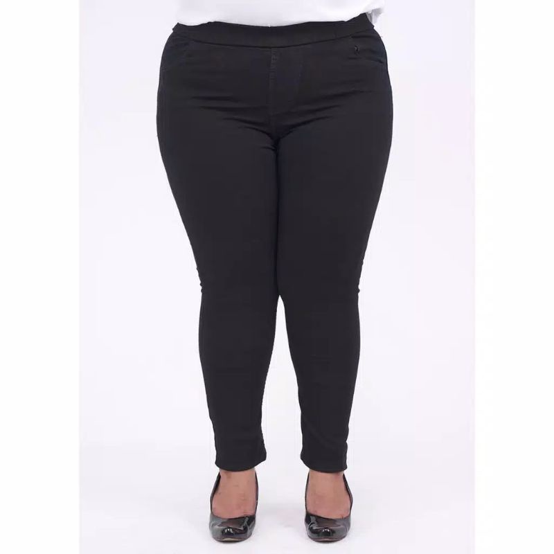 Celana jeans jumbo wanita pinggang kolor karet jeging jeans leging jeans jumbo big size