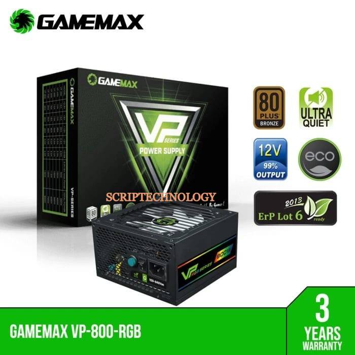 Psu Gamemax 800w Vp-800 Rgb 80+Value Performance Gaming-Power Supply