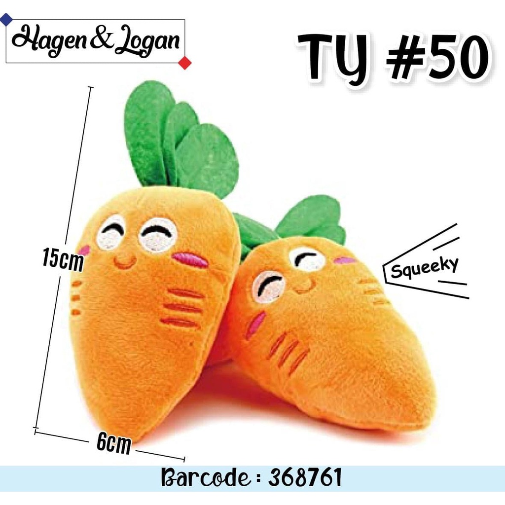 mainan hewan boneka carrot wortel bunyi ty50 gigitan anjing