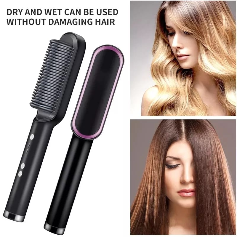 Catok Sisir Pelurus Rambut Hair Straightener Curler 2 in 1 catokan sisir listrik