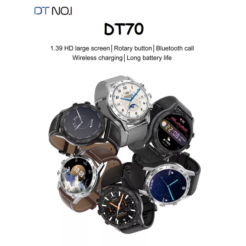 DT NO 1 DT70 Smart Watch - Dual Display Sporty 1.39-inch IPS Display - Jam Tangan Pintar Sporty Tahan Air IP68 Baterai 280mAh
