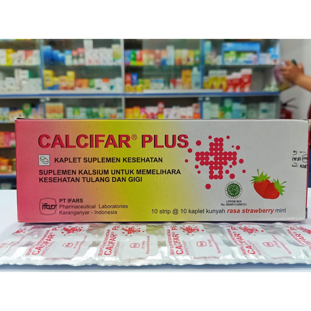 Calcifar Plus Strip isi 10 Kaplet Kunyah Vitamin D3