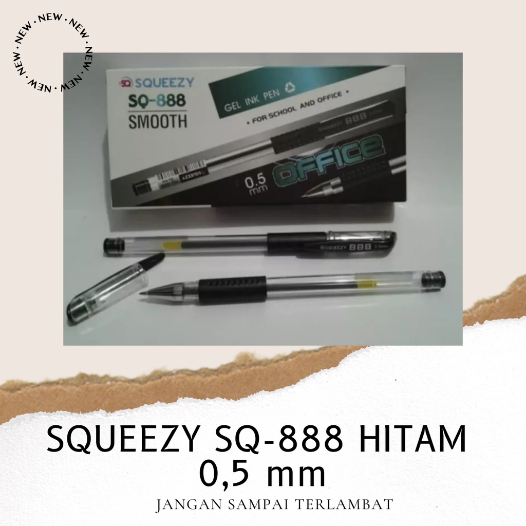 

Murah 1 BOX 12 PCS Pulpen Mimi Gel Pen Polos SQ-888 Hitam 0.5 MM Kantor Kerja / SQUEEZY Gel Pen / Pulpen Gel Hitam / Pulpen Gel MINI GM-006 / Pulpen 0.5 MM / Pulpen Gel Murah / Pulpen Kantor Kerja