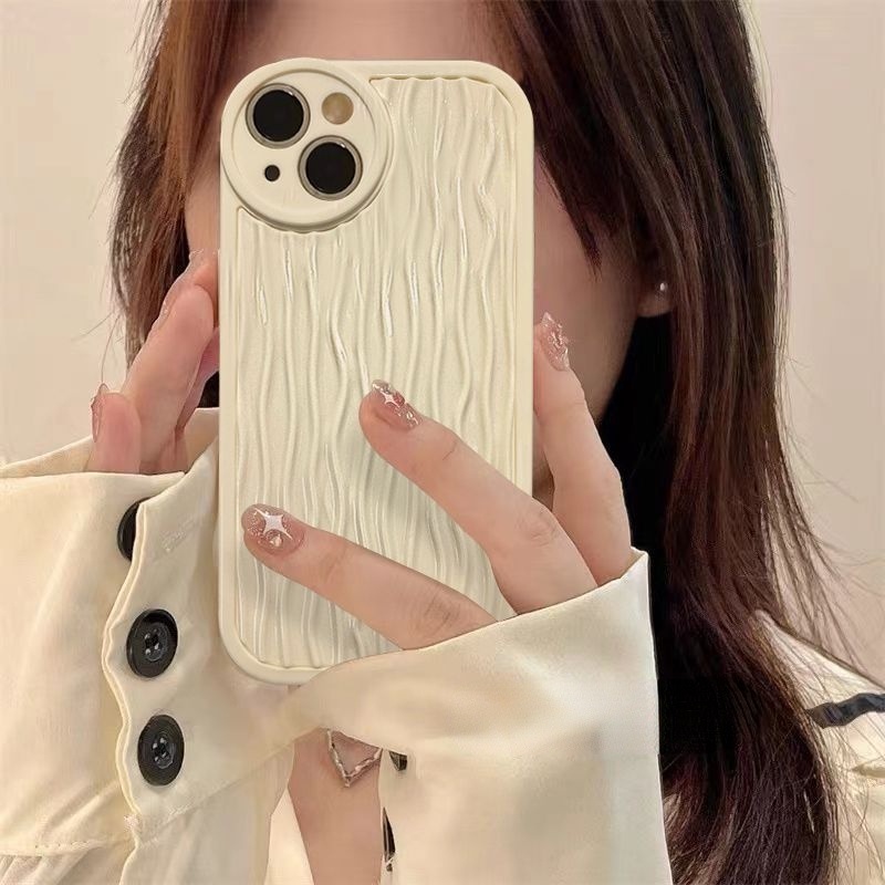 Case Motif Gelombang Warna Krem Untuk IPhone 12 13 14 11 Pro Max X Xs Max Xr Ddfgv