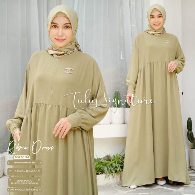 RIBIA DRESS BY TULUS SIGNATURE / GAMIS POLOS WANITA MUSLIMAH / Dress Ld120 jumbo
