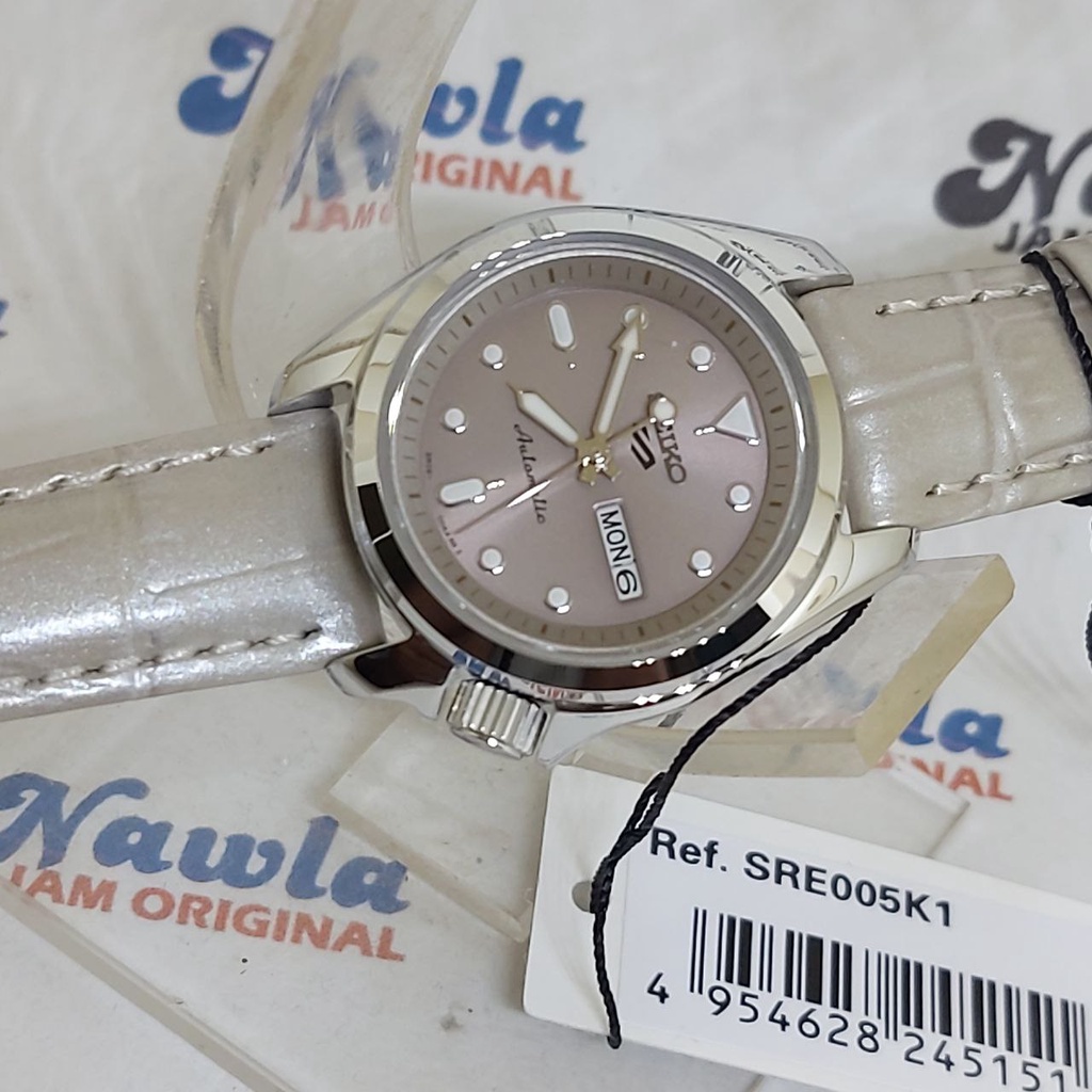 Seiko 5 Sports SRE005K1 Ladies Grey Leather - Jam Tangan Wanita SRE005