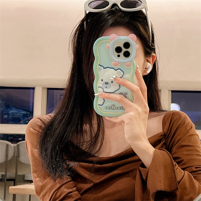 Soft Case Pelindung Anti Gores Motif Beruang Untuk iPhone 14 13 12 11 Pro Max X Xr Xs Max 7 8 6 6s Plus