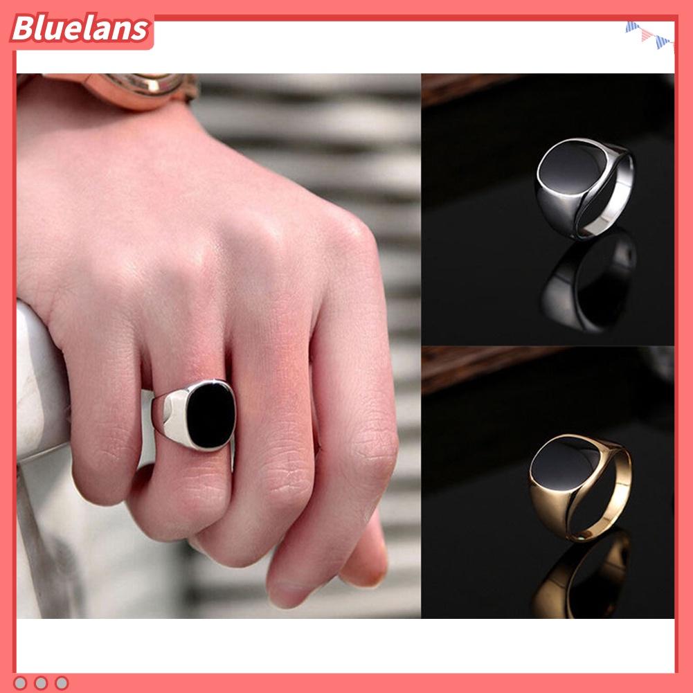 Bluelans Solid Polished Stainless Steel Band Biker Men Signet Ring Finger Jewelry Gift