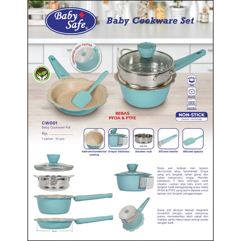 Baby Safe Non Stick Cookware Set CW001 - Set Peralatan Masak Bayi