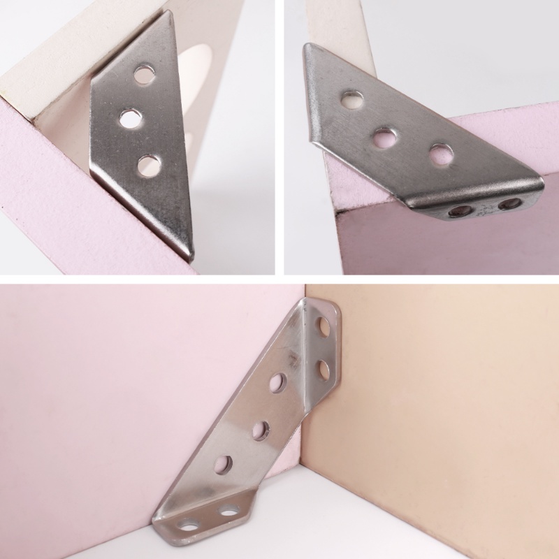 Bracket Konektor Sudut Furniture Universal Bentuk Segitiga Bahan Stainless Steel