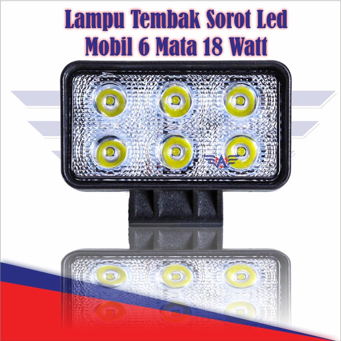 Lampu Tembak Sorot Led Mobil 6 Mata 18 Watt