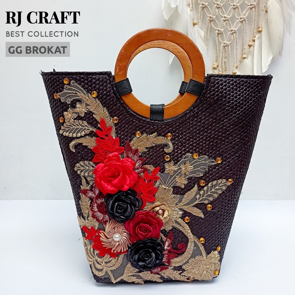 RJ CRAFT - Tas Anyaman Brokat Handmade Original Fashion Top Handle Bag Tas Tangan Wanita