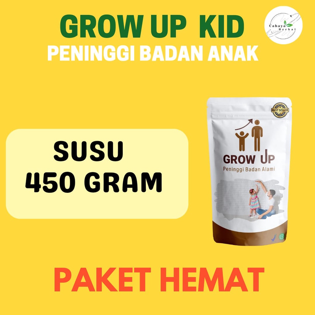 450 GRAM GrowUp KID Susu Peninggi Badan Anak Tercepat Umur 2 Tahun Alami Suplemen Vitamin Herbal Pen