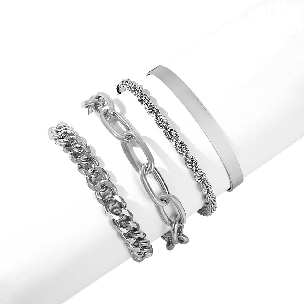 Gelang Rantai Multilayer Bahan Alloy Warna Emas Untuk Wanita