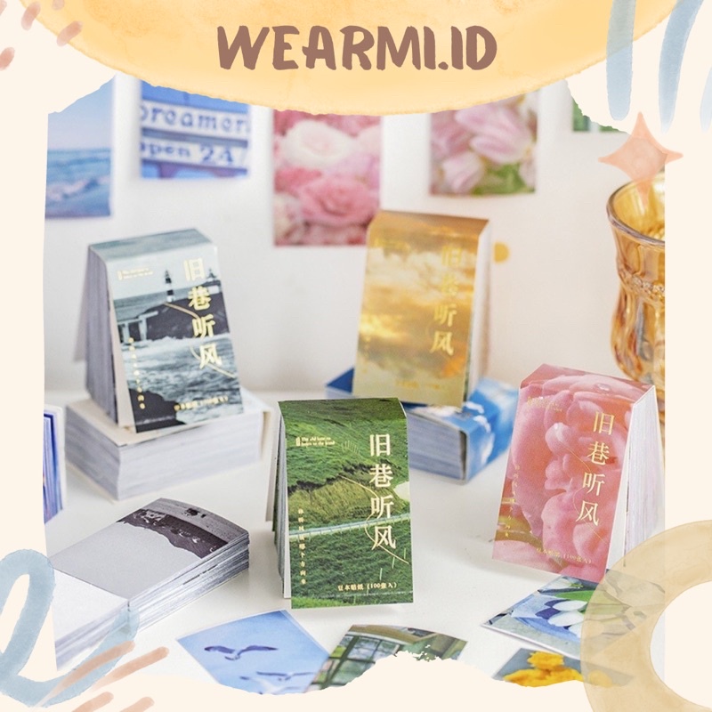 

100 pcs Sticker Lembar Buku Pack Colorfull 8 Warna Pemandangan Sky Flower Aesthetic Scrapbook Bujo Jurnal DIY Wearmi