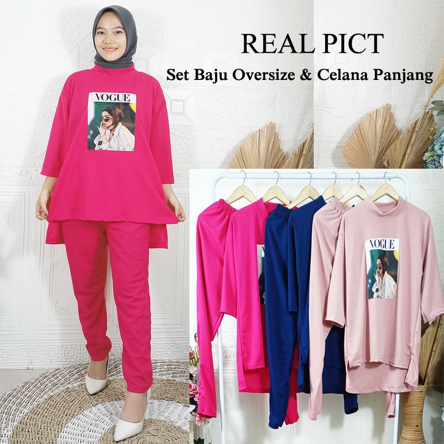 SETELAN ATASAN OVERSIZE DAN CELANA PANJANG VOQUE BY GL FASHION