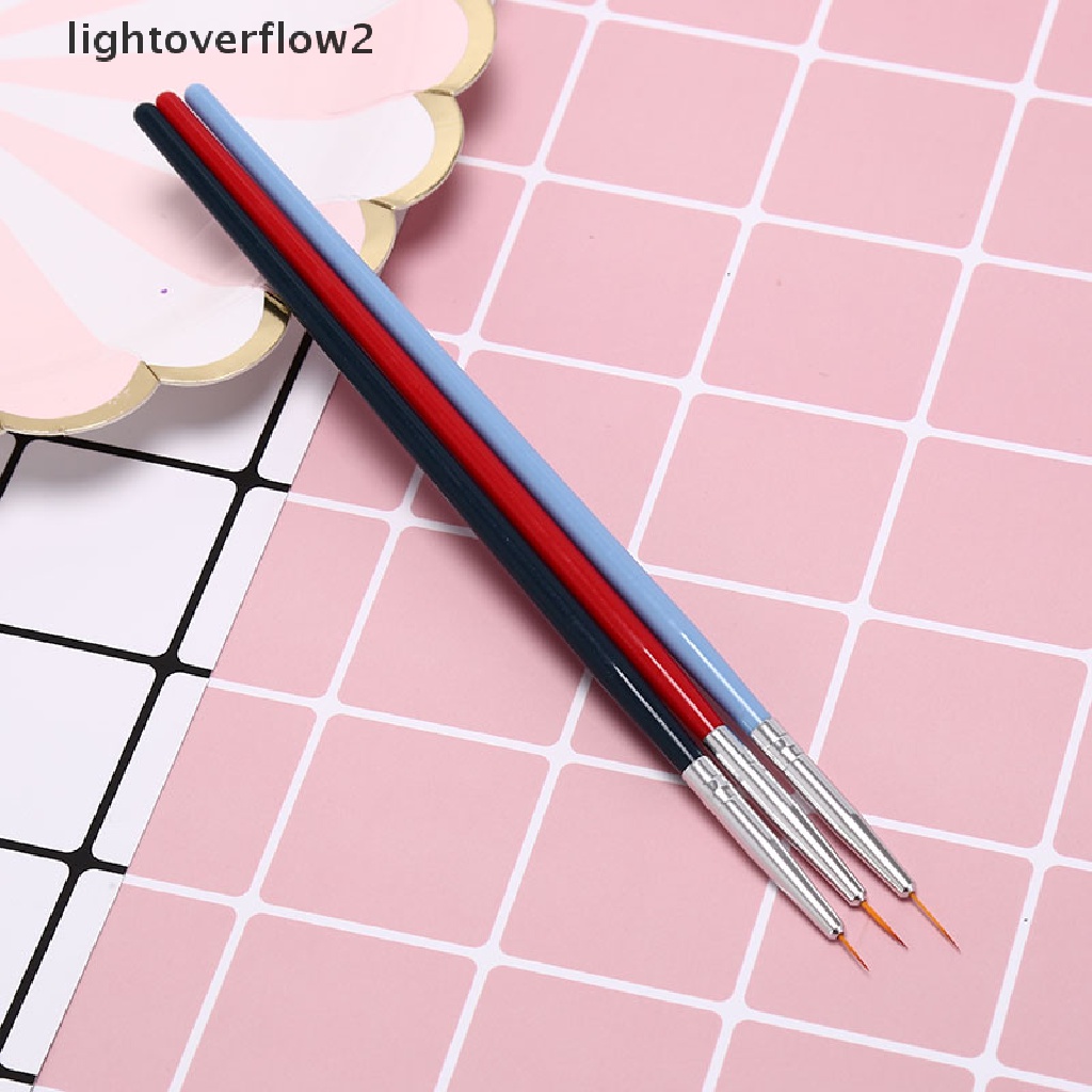 (lightoverflow2) 3pcs / Set brush pen liner Gambar Garis ultra Tipis Untuk Hiasan nail art diy