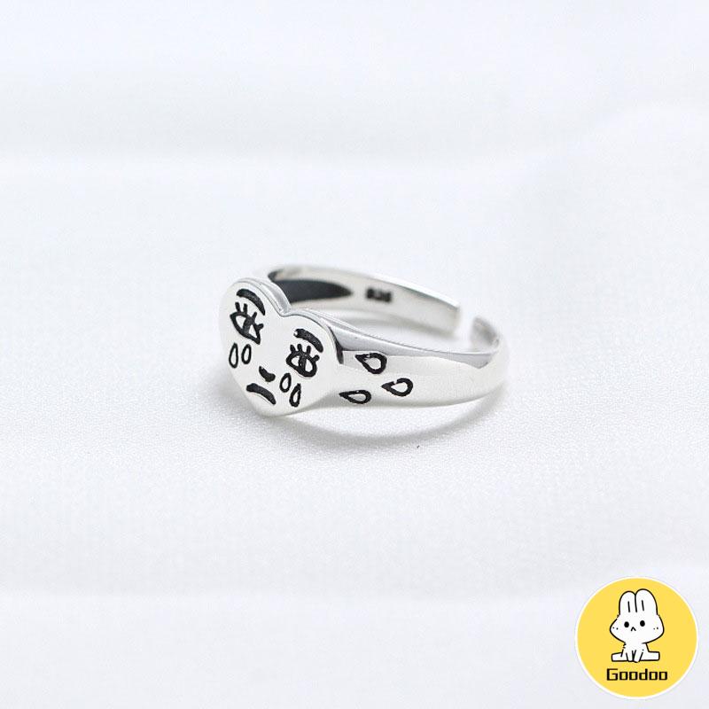 Cincin Wanita Desain Wajah Menangis Kreatif Untuk Malam / Club / Hadiah -Doo