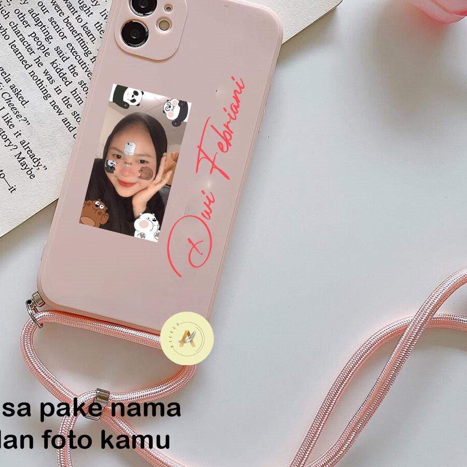 Paling Diminati Custom Nama + Foto Kamu Softcase Macaron + Tali For Oppo A95 A76 A16 A74 RENO 7 6 5 