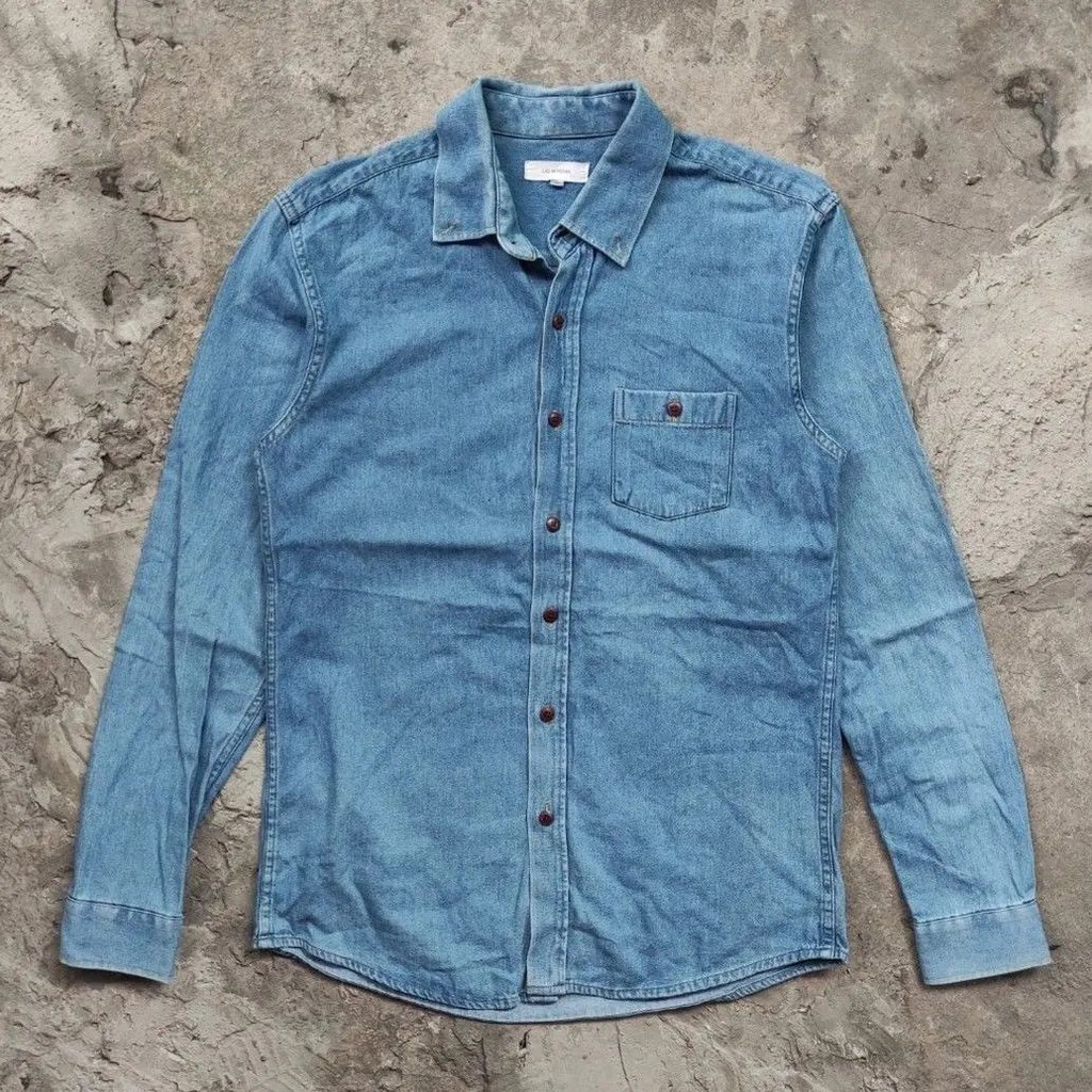KEMEJA JEANS DENIM LAD MUSICIAN VINTAGE TSHIRT KASUAL LENGAN PANJANG SHIRT WANITA ORIGINAL IMPOR KAS