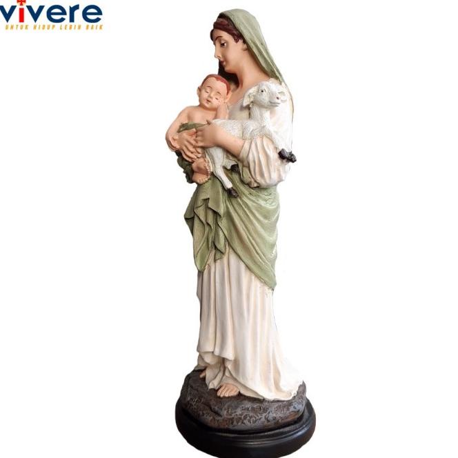Eriana - Patung Bunda Maria Yesus Dan Anak Domba 22 Cm
