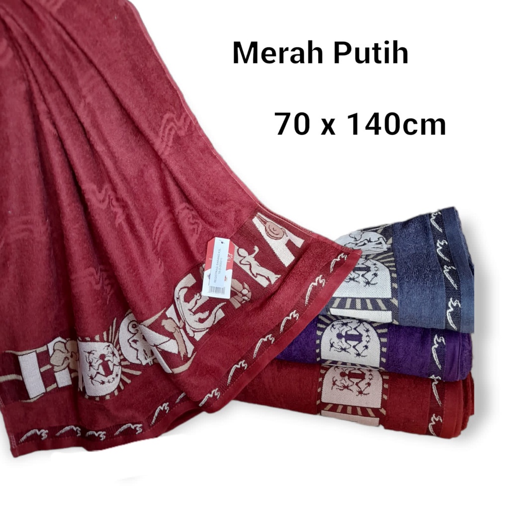 ATB Handuk Merah Putih Motif TEBAL Ukuran 70 x 140 Motif GRADE A TERMURAH