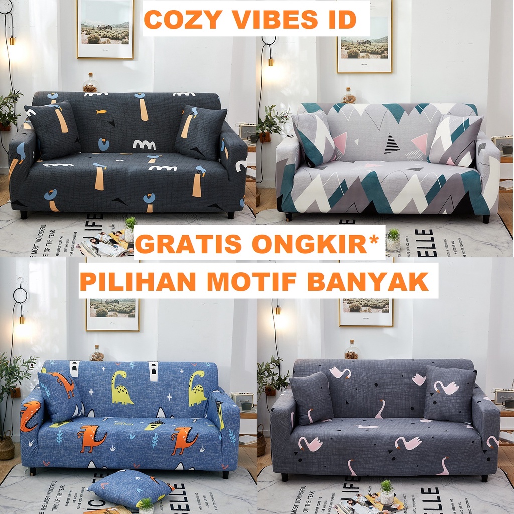 sarung sofa cover 1 seater 2 seater 3 seater s3 elastis elastic motif 1seater 2seater 3seater