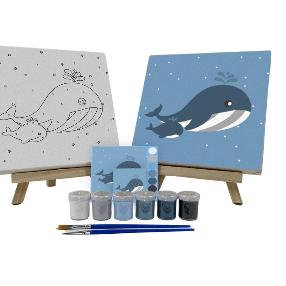 

New! Paint By Number Kit Whales - Cocoart.id I Kanvas 20 x 20 cm オ