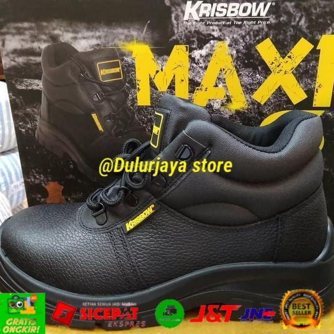 Sepatu safety Krisbow Maxi 6 inch -Hitam - Hitam, 38