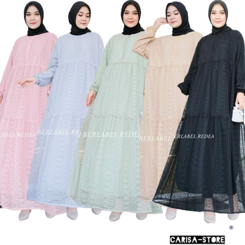 [size jumbo] brokat dress kondangan LD 130cm busui full furing