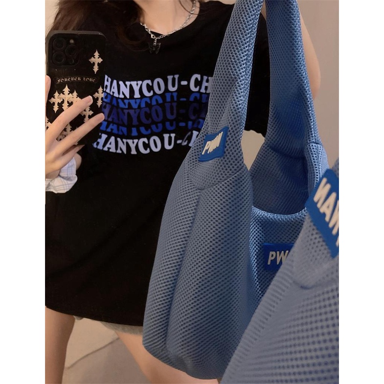 [littlecrab] Kaos Oversize Korea Chanycou-Cha Simple Aesthetic Gradasi Biru Ungu Soft Bayangan Shadow T-shirt Couple Unisex Berkualitas Korean Style