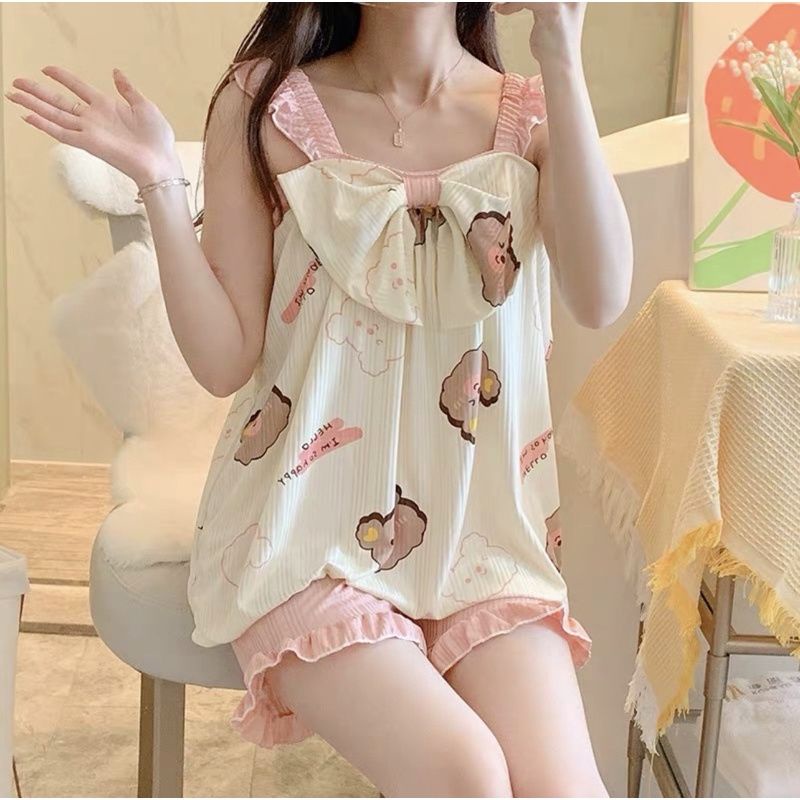 Baju tidur piyama import tanktop wanita /piyama wanita tanktop hotpant import spandek C06-B2