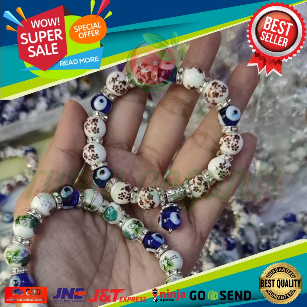 GELANG KERAMIK ASLI TURKI 100% GELANG MATA BIRU (BLUE EYES) ORIGINAL TURKEY | GELANG NAZAR BONCUK CANTIK ORIGINAL TURKIYE