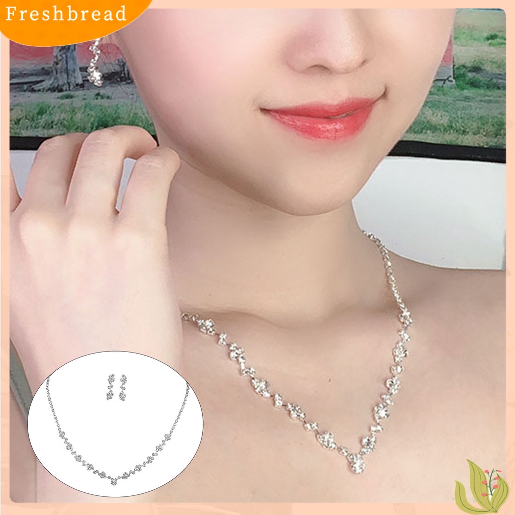 2pcs / Set Kalung Choker Anting Berlian Imitasi Bentuk Geometris Untuk Aksesoris Perhiasan