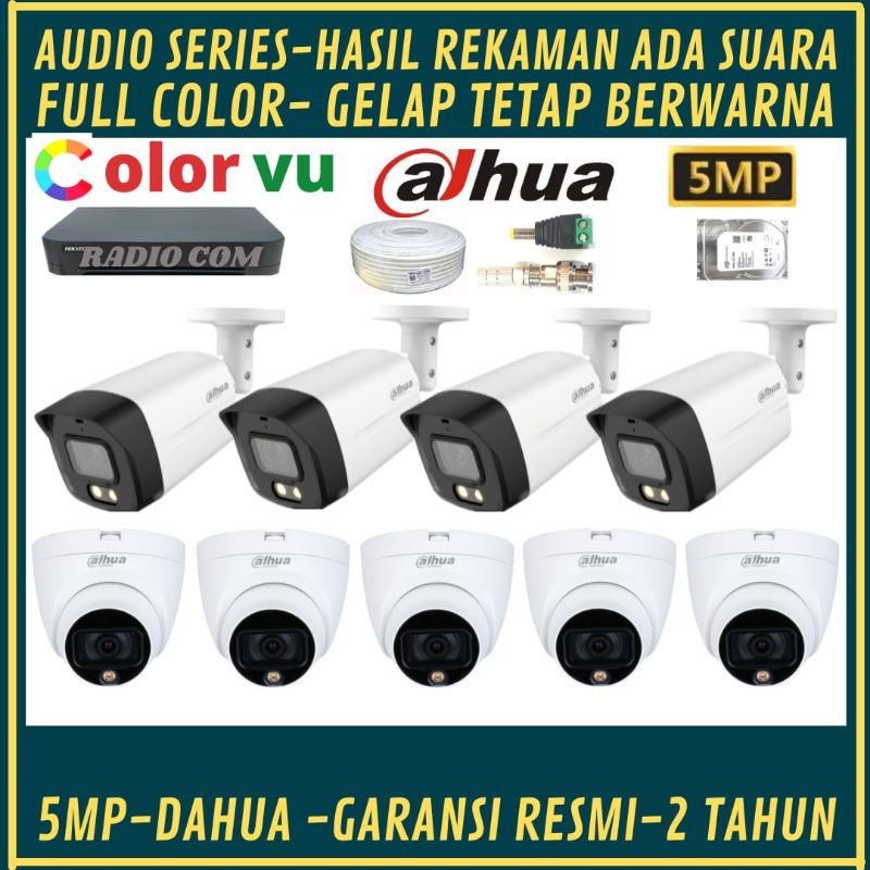 PAKET CCTV DAHUA 5MP FULL COLOR 16 CHANNEL 9 KAMERA AUDIO FULL COLOR