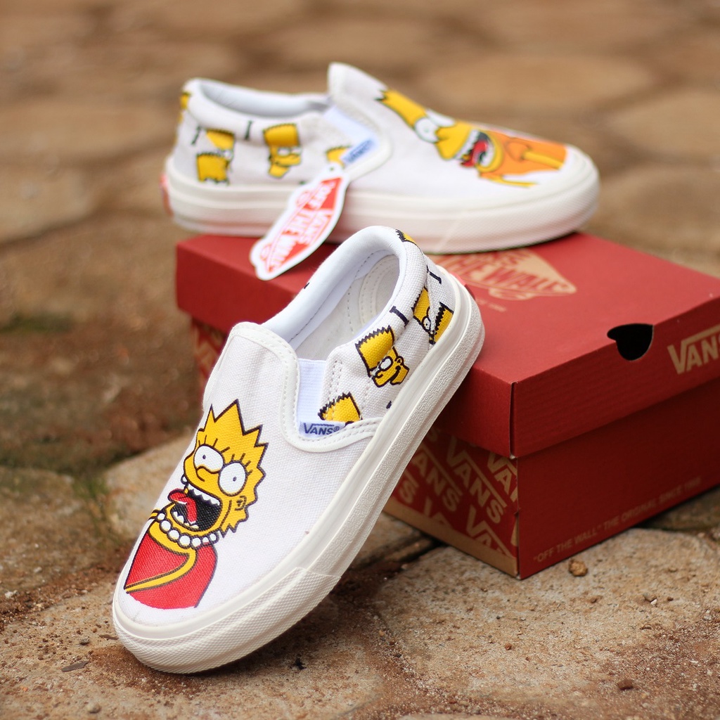 PROMO BEST QUALITY Sepatu Anak Vans Slip On The Simpsons Bart Lisa Black, Tapak Gum Outsole Anti Slip, Tag Made in China, Import Premium