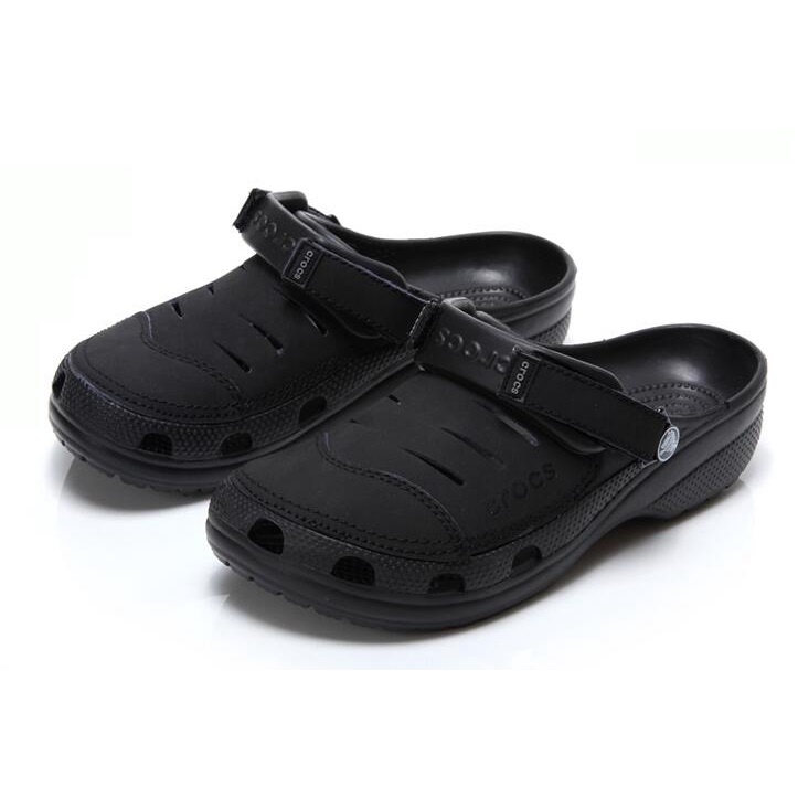 SEPATU SANDAL PRIA / SANDAL CROCS / CROCS YUKON SUEDE MAN - HITAM PROMO