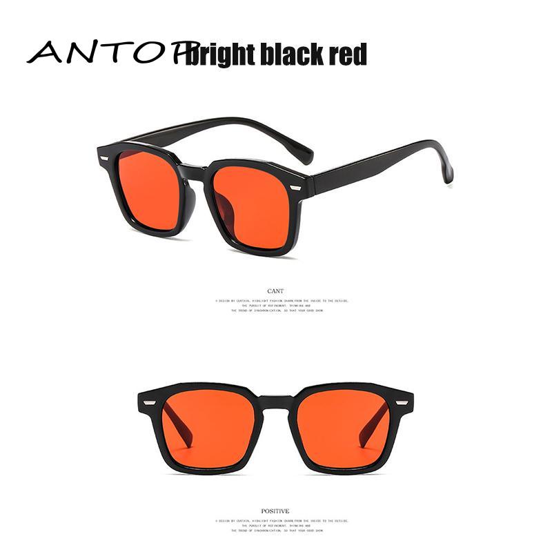 【antop】Kacamata Hitam Lensa Warna Bentuk Kotak Gaya Retro Untuk Unisex